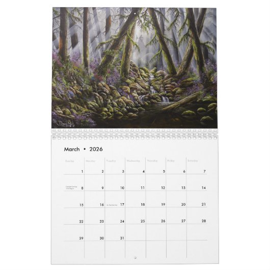 南西および先住民のアメリカインディアンのアートカレンダー カレンダー (3月 2026)