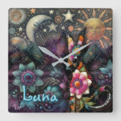 南西お洒落コヨーテパーソナライズされた動物 スクエア壁時計 (正面)