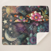 南西お洒落コヨーテ動物フローラ太陽ムーン シェルパブランケット (正面(横))