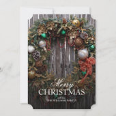 南西のクリスマス – クラシックリースとオーナメント シーズンカード (正面)