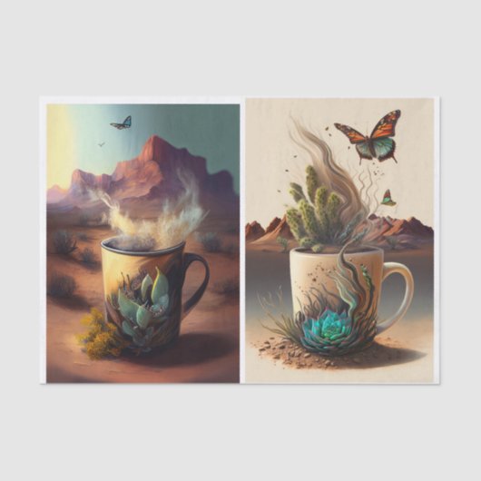 南西のビベス、コーヒーとサボテン 薄葉紙 (正面)