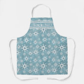 南西の冬のスノーフレークパインパーソナライズされたブルー エプロン (正面)