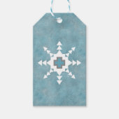 南西の冬のスノーフレークブルーとホワイト ギフトタグ (正面)