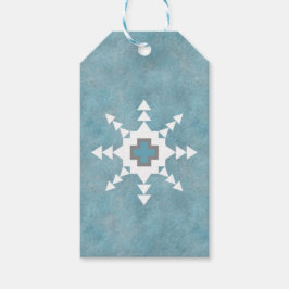 南西の冬のスノーフレークブルーとホワイト ギフトタグ