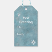 南西の冬のスノーフレークブルーとホワイト ギフトタグ (裏面)