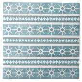 南西の冬のスノーフレーク松の木の青ストライプ色 タイル (正面)