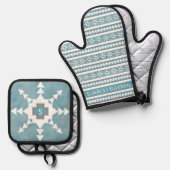 南西の冬の雪とパインズパーソナライズされた 鍋つかみ&鍋敷きセット (正面/裏面)