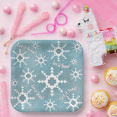 南西の冬の雪と松の木の青 ペーパープレート (パーティー)