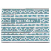 南西の冬の雪と松の木の青 ラージペーパーバッグ (正面)