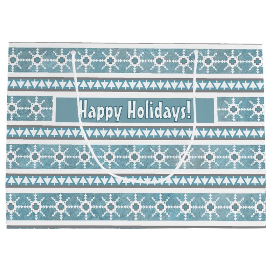 南西の冬の雪と松の木の青 ラージペーパーバッグ (裏面)