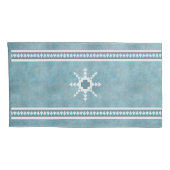 南西の冬の雪と松の木の青 枕カバー (裏面-右)