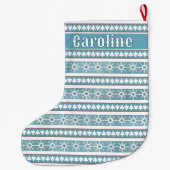 南西の冬の雪の松パーソナライズされた ラージクリスマスストッキング (裏面)