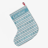 南西の冬の雪の松パーソナライズされた ラージクリスマスストッキング (裏面 (吊り時))