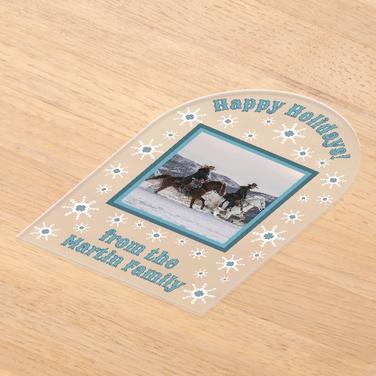 南西の冬の雪片カスタムのグリーティングカード アクリル招待状 (レイダウン)