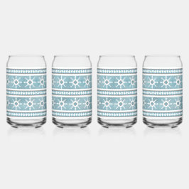 南西の冬の雪片ブルーとホワイト ガラス缶