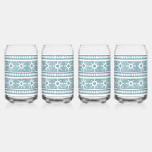 南西の冬の雪片ブルーとホワイト ガラス缶 (左)