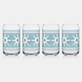 南西の冬の雪片ブルーとホワイト ガラス缶 (正面)