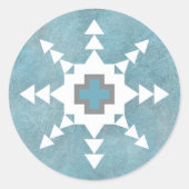 南西の冬の雪片ブルーとホワイト ラウンドシール (正面)