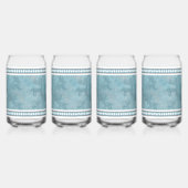 南西の冬の鹿の石文字ブルーとホワイト ガラス缶 (右)