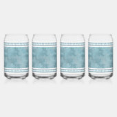 南西の冬の鹿の石文字ブルーとホワイト ガラス缶 (正面)