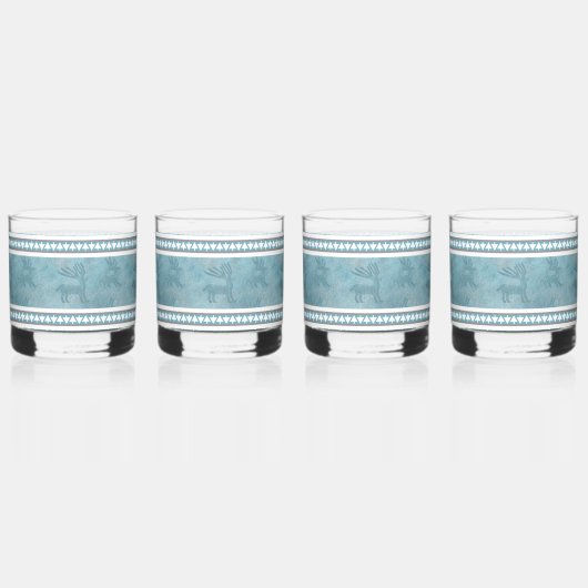 南西の冬の鹿の青と白 ウイスキーグラス (左)