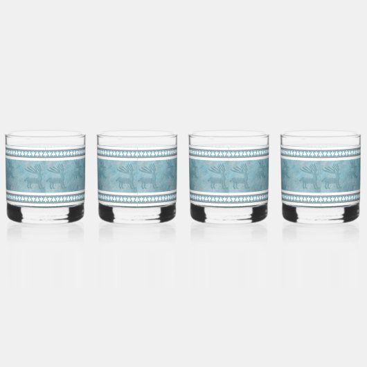 南西の冬の鹿の青と白 ウイスキーグラス (右)