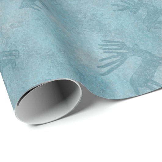 南西の冬の鹿ブルーペトログリフ ラッピングペーパー (ロールコーナー)