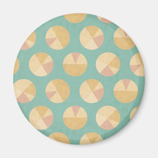 南西の図形ステップ |オレンジと緑の円のパターン マグネット (正面)