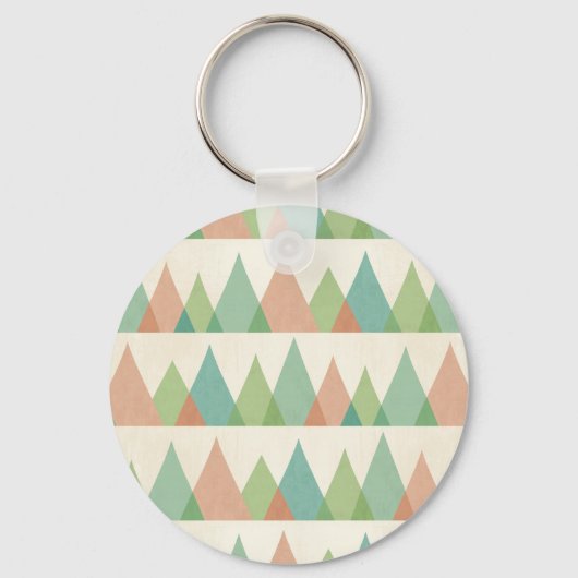 南西の図形ステップ |ティール(緑がかった色)とサンゴの三角形 キーホルダー (正面)