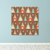 南西の図形ステップ |ティール（緑がかった色）パターン キャンバスプリント (インサイチュ (ウッドフロア))