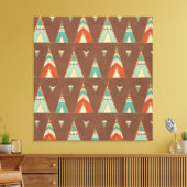 南西の図形ステップ |ティール（緑がかった色）パターン キャンバスプリント (インサイチュ (リビング))