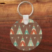 南西の図形ステップ |ティール(緑がかった色)パターン キーホルダー (正面)