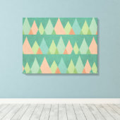 南西の図形ステップ |ティール（緑がかった色）三角形パターン キャンバスプリント (インサイチュ (ウッドフロア))