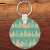 南西の図形ステップ |ティール(緑がかった色)三角形パターン キーホルダー (正面)