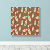 南西の図形ステップ |南西フェザーパターン キャンバスプリント (インサイチュ (ウッドフロア))