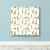 南西の図形ステップ |幾何学的な羽毛パターン キャンバスプリント (インサイチュ (ウッドフロア))