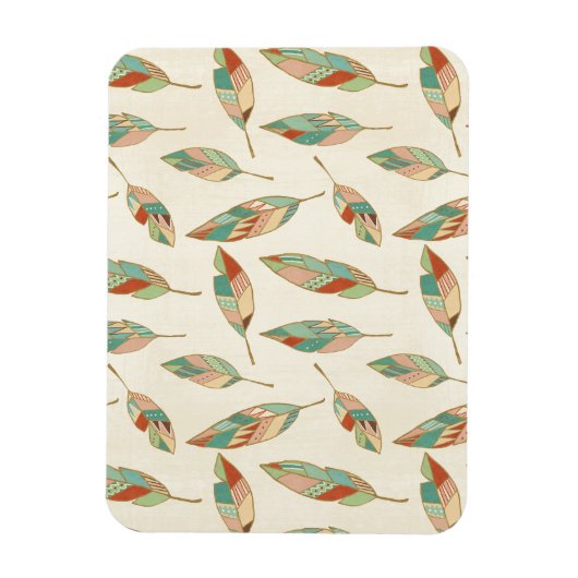 南西の図形ステップ |幾何学的な羽毛パターン マグネット (縦)