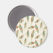 南西の図形ステップ |幾何学的な羽毛パターン マグネット (正面/裏面)