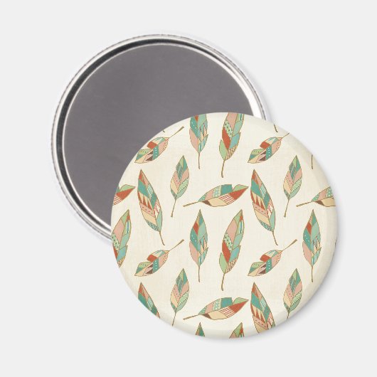 南西の図形ステップ |幾何学的な羽毛パターン マグネット (正面/裏面)