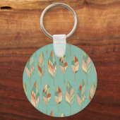 南西の図形ステップ |水彩の羽毛パターン キーホルダー (正面)
