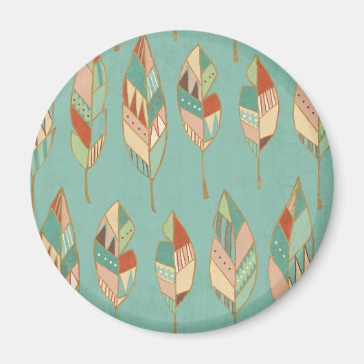 南西の図形ステップ |水彩の羽毛パターン マグネット (正面)