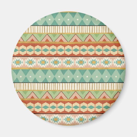 南西の図形ステップ |水彩の部族のパターン マグネット (正面)