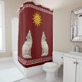 南西の太陽の下で吠えるコヨーテ シャワーカーテン (インサイチュ)