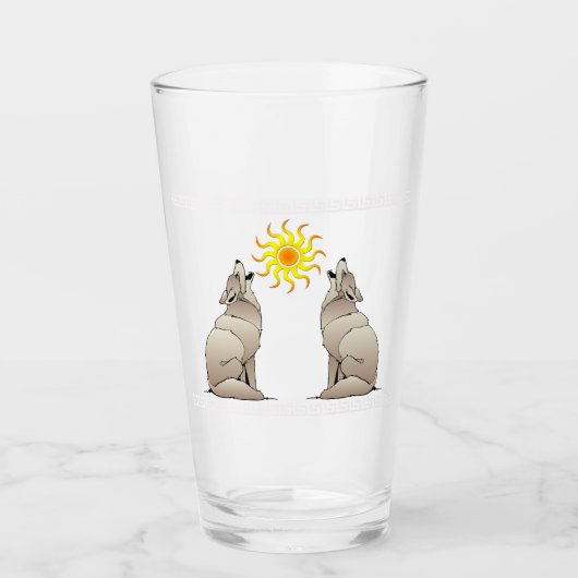 南西の太陽の下で吠えるコヨーテ タンブラーグラス (正面)