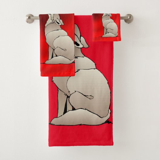 南西の太陽の下で吠えるコヨーテ バスタオルセット (インサイチュ)