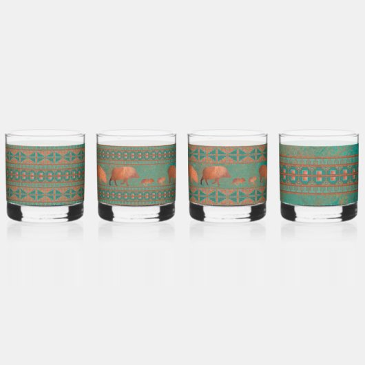 南西の幾何学的パターンとおもしろいジャベリーナス ウイスキーグラス (裏面)