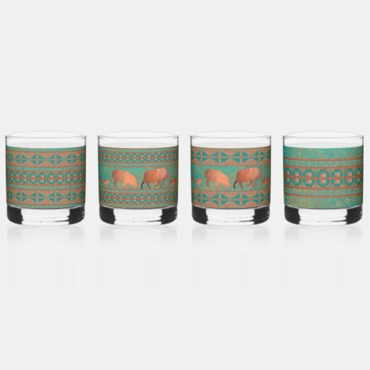 南西の幾何学的パターンとおもしろいジャベリーナス ウイスキーグラス (正面)