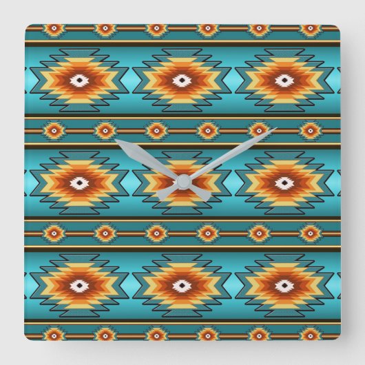 南西の幾何学的パターン。 スクエア壁時計 (正面)