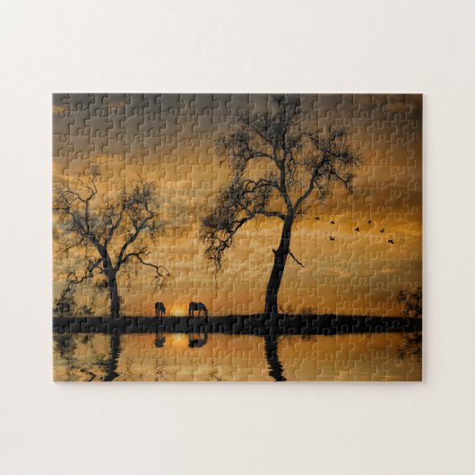 南西の日没にカントリーウマ ジグソーパズル (横)