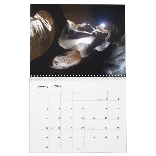 南西の渓谷 カレンダー (1月 2027)